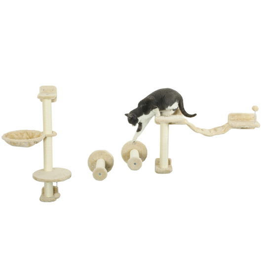 Arbre à chat mural – support d’escalade avec hamac et balle